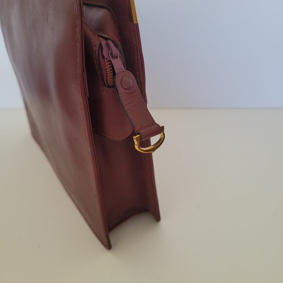 Cartier Must Line Vintage Wristlet Clutch Bordeaux Red Leather Zip Bag Unisex - Picture 7 of 12
